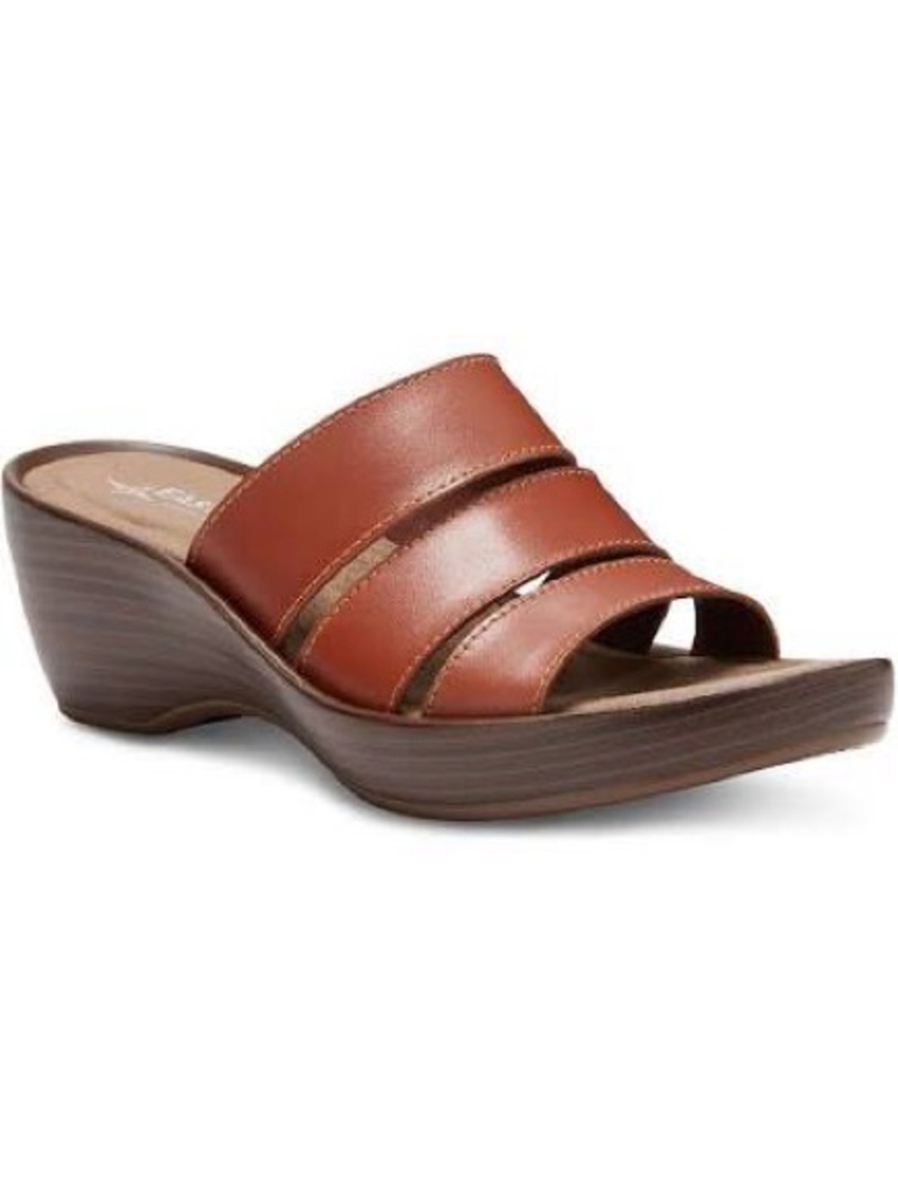 Eastland June Leather Wedge Slip On Sandals